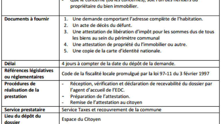 Prestations relatives aux taxes
